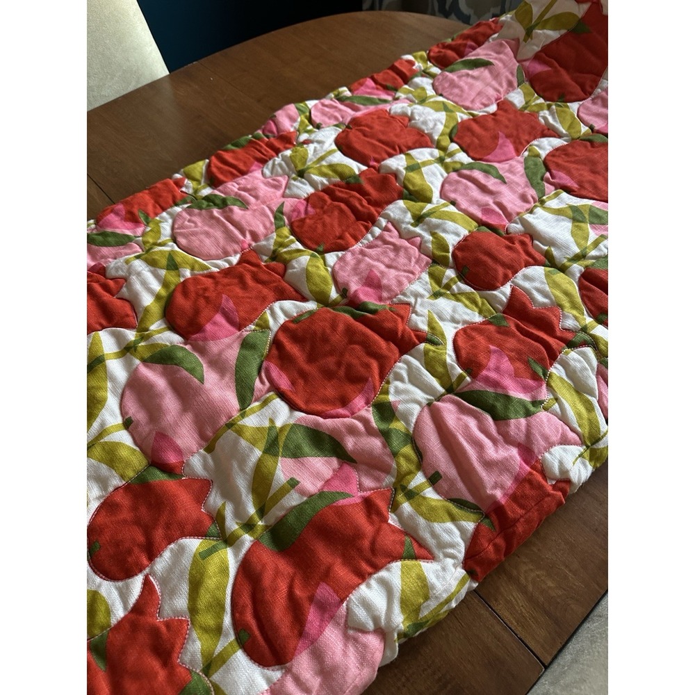 Vtg 70s Mid Century Nettle Creek Pink Red Tulips Bedspread W Tags 107x96 - Picture 2 of 13